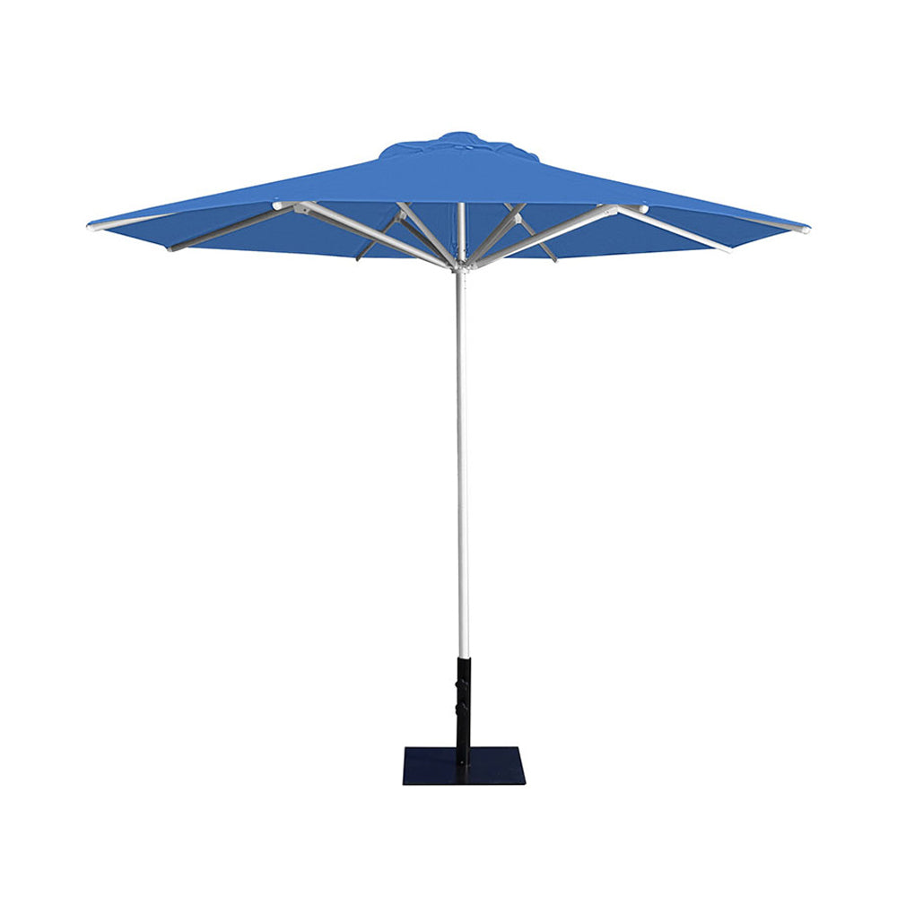 10' Saville octagonal umbrella by Extreme Canopy with capri canopy, silver frame, and 26lb base plate