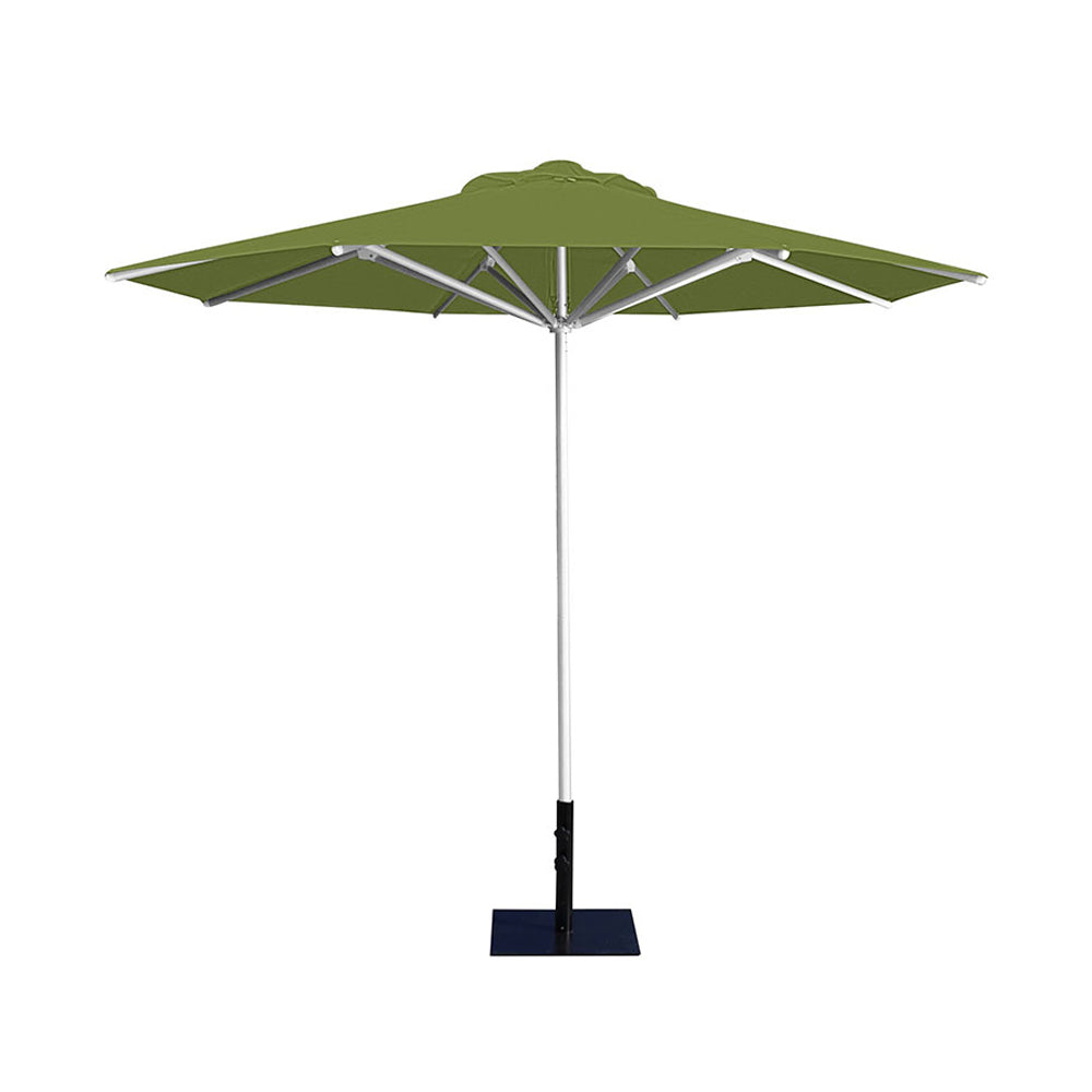 10' Saville octagonal umbrella by Extreme Canopy with pistachio canopy, silver frame, and 26lb base plate