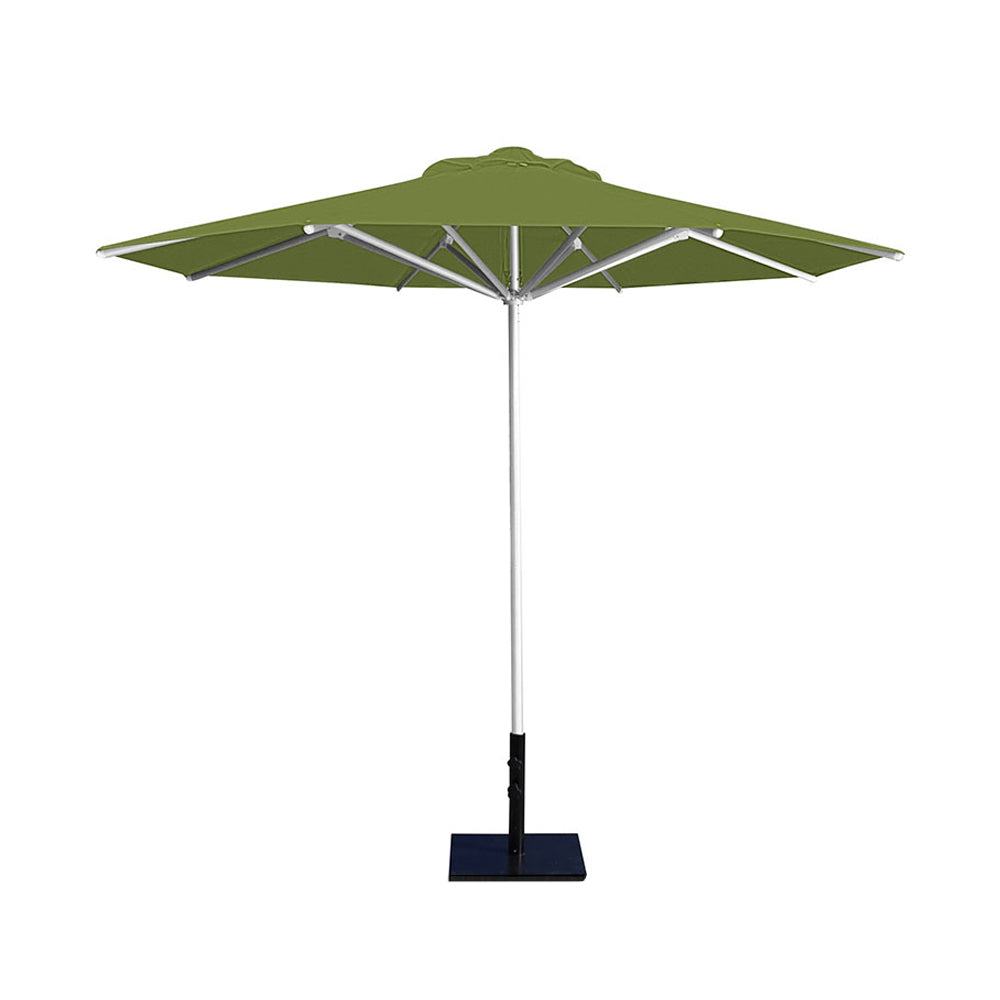 10' Saville octagonal umbrella by Extreme Canopy with pistachio canopy, silver frame, and 50lb base plate