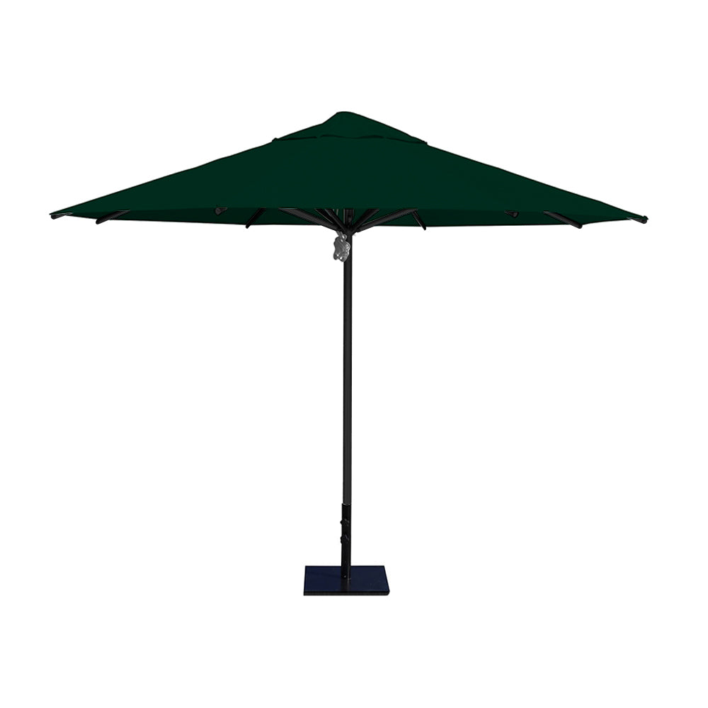 11' Saville octagonal umbrella by Extreme Canopy with forest color canopy, black frame, and 50lb steel base