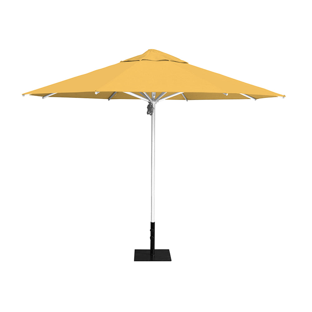 11' Saville octagonal umbrella by Extreme Canopy with sunflower canopy, silver frame, and 26lb steel base