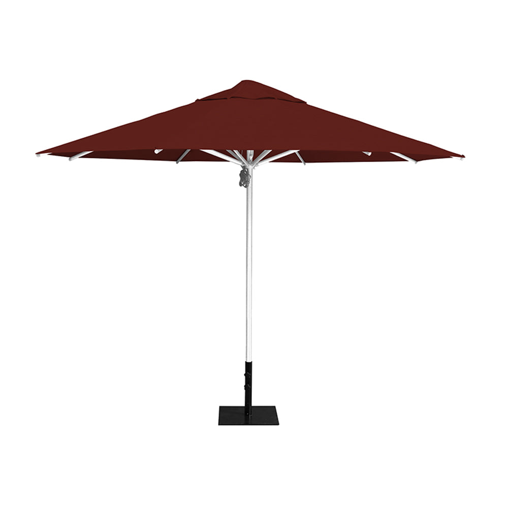 11' Saville octagonal umbrella by Extreme Canopy with terracotta canopy, silver frame, and 26lb steel base