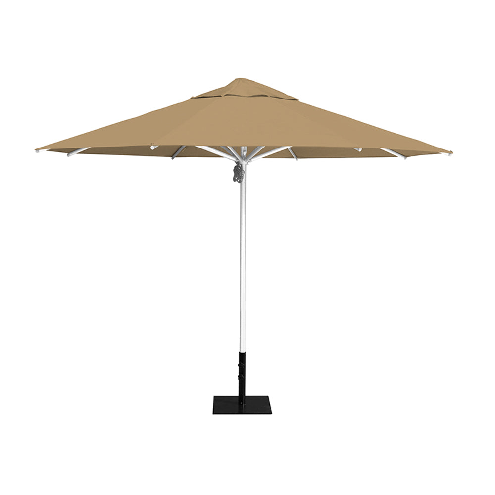 11' Saville octagonal umbrella by Extreme Canopy with toast canopy, silver frame, and 26lb steel base