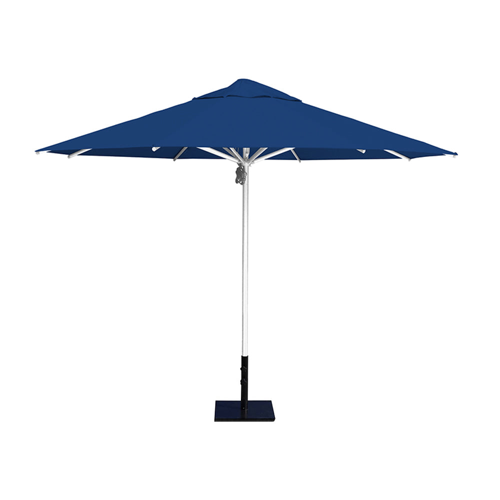 11' Saville octagonal umbrella by Extreme Canopy with pacific blue canopy, silver frame, and 50lb steel base