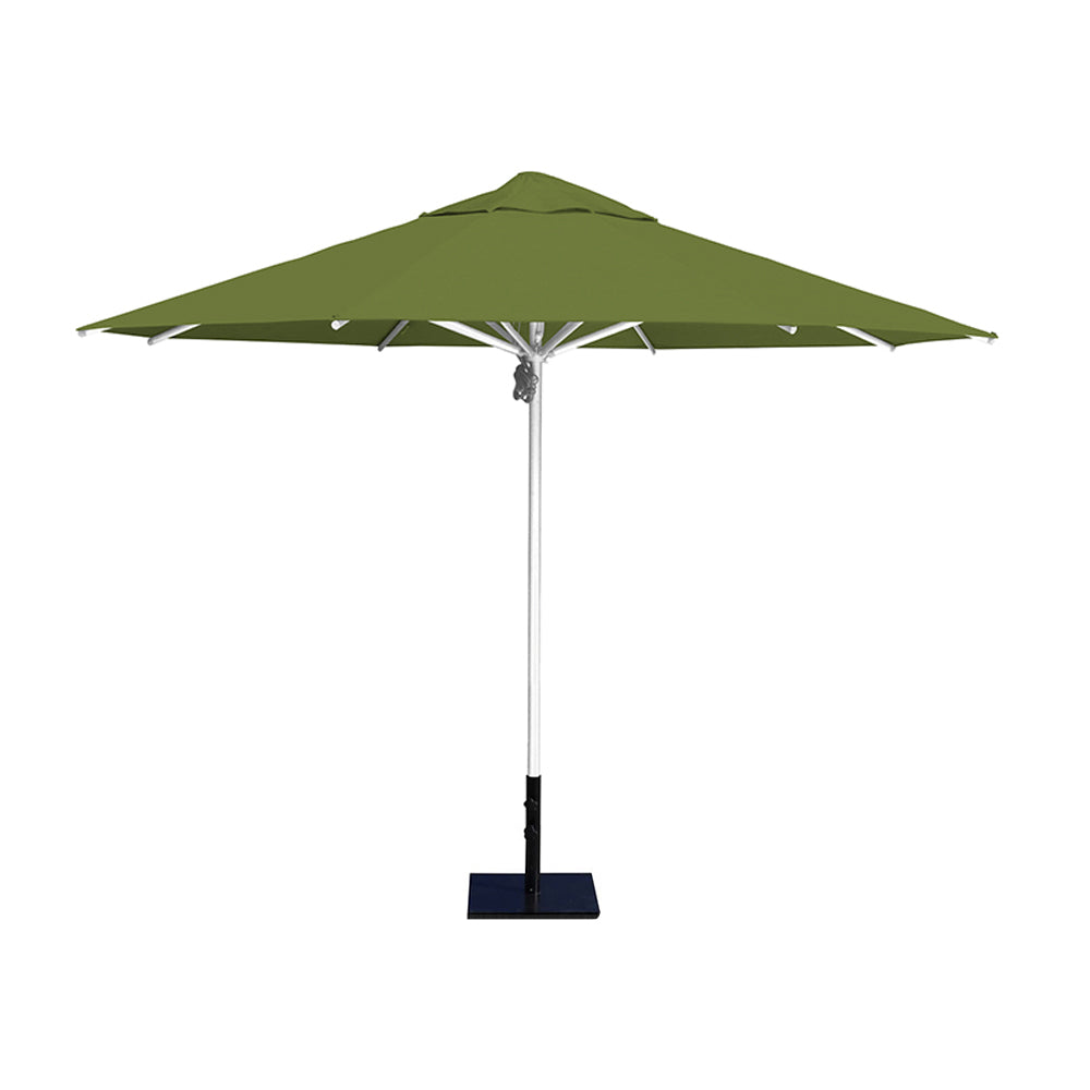 11' Saville octagonal umbrella by Extreme Canopy with pistachio canopy, silver frame, and 50lb steel base