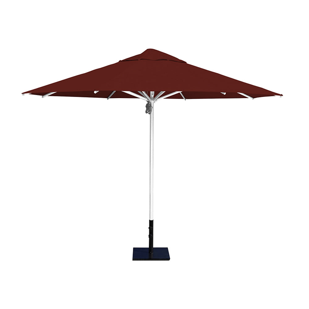 11' Saville octagonal umbrella by Extreme Canopy with terracotta canopy, silver frame, and 50lb steel base