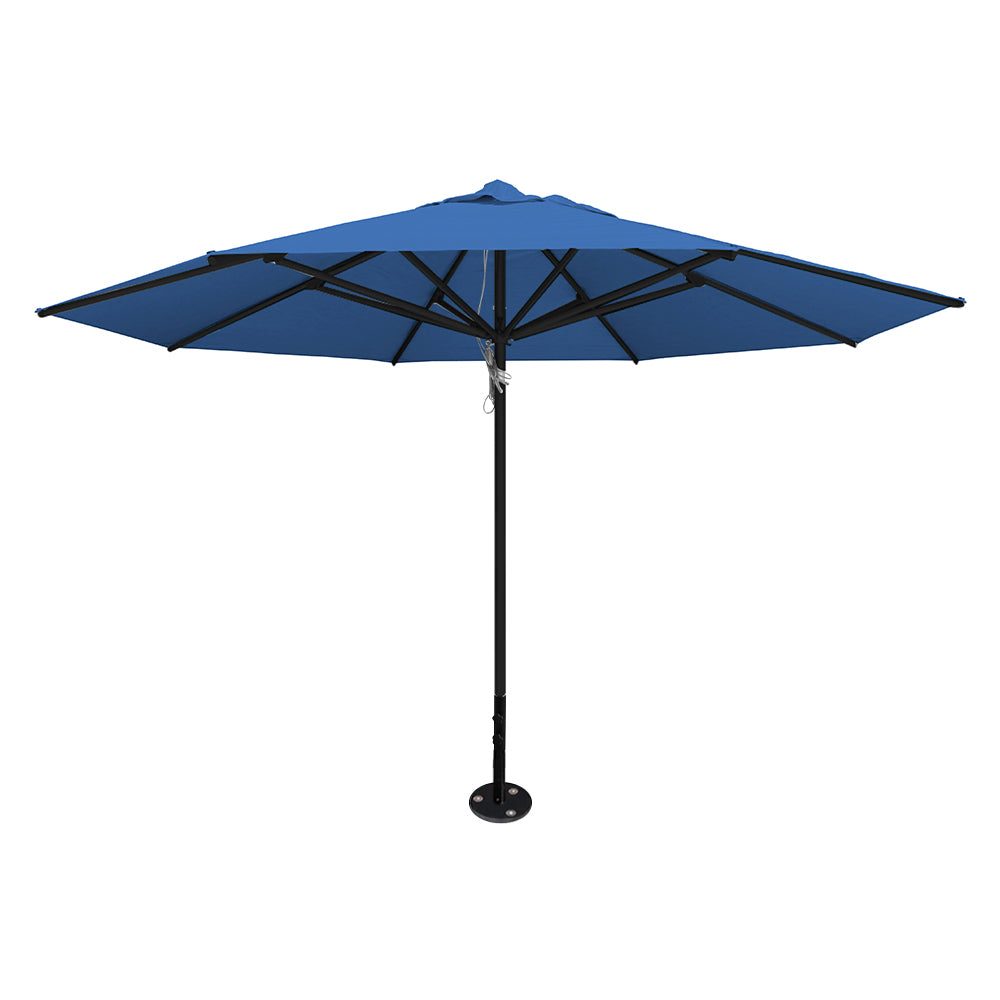 Capri 13' saville octagonal outdoor umbrella featuring a black frame and inground base by Extreme Canopy