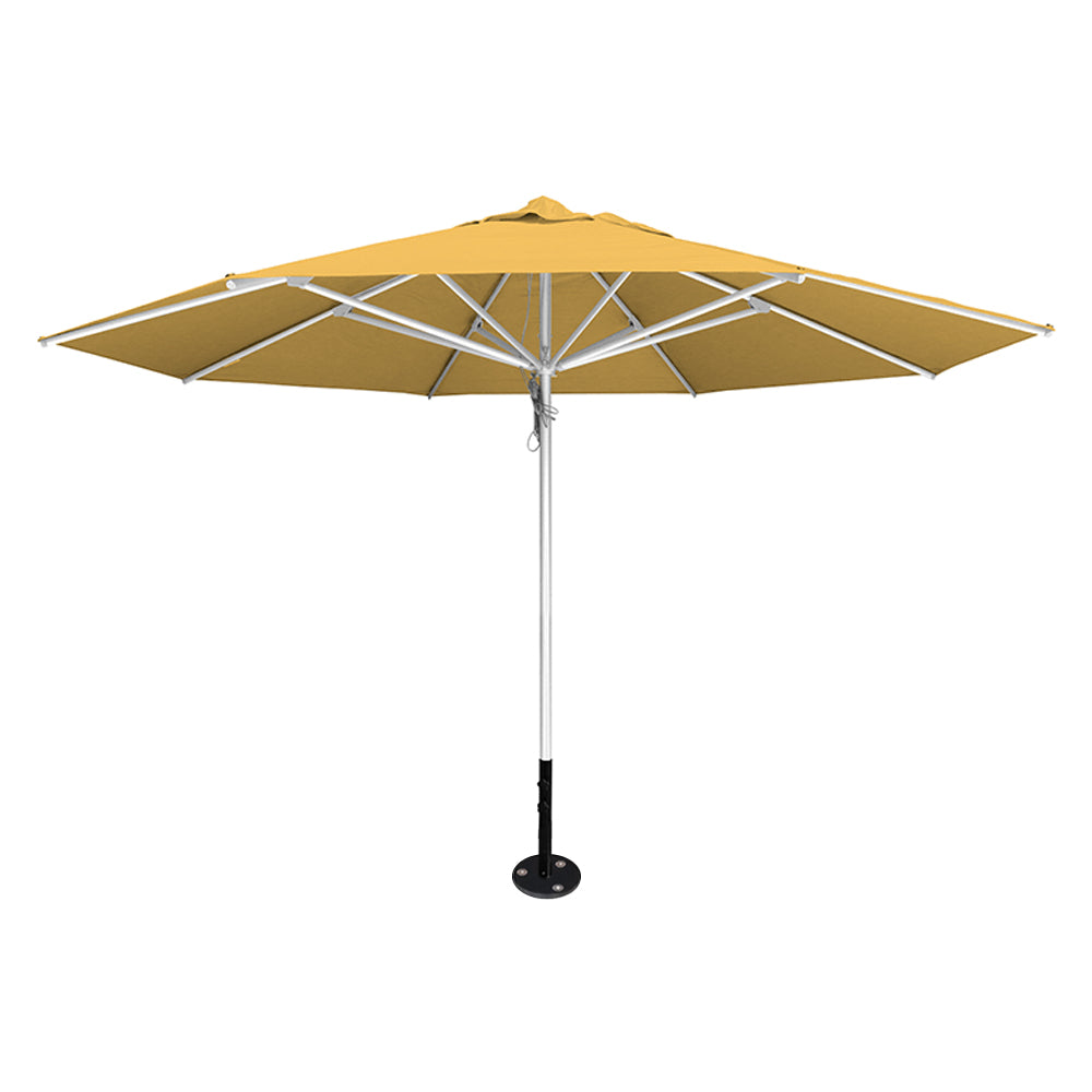 Sunflower 13' saville octagonal outdoor umbrella featuring a silver frame and inground base by Extreme Canopy