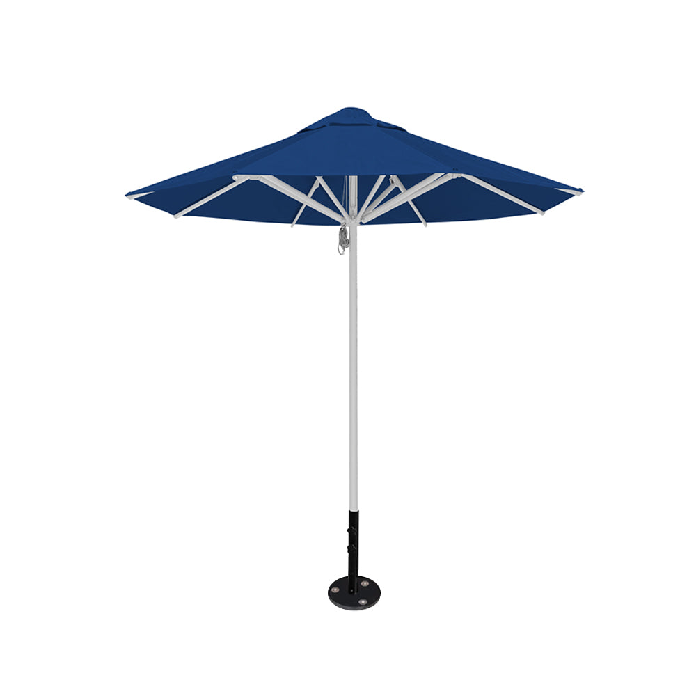 8' Saville octagonal outdoor umbrella from Extreme Canopy with pacific blue canopy, durable silver frame, and inground base.