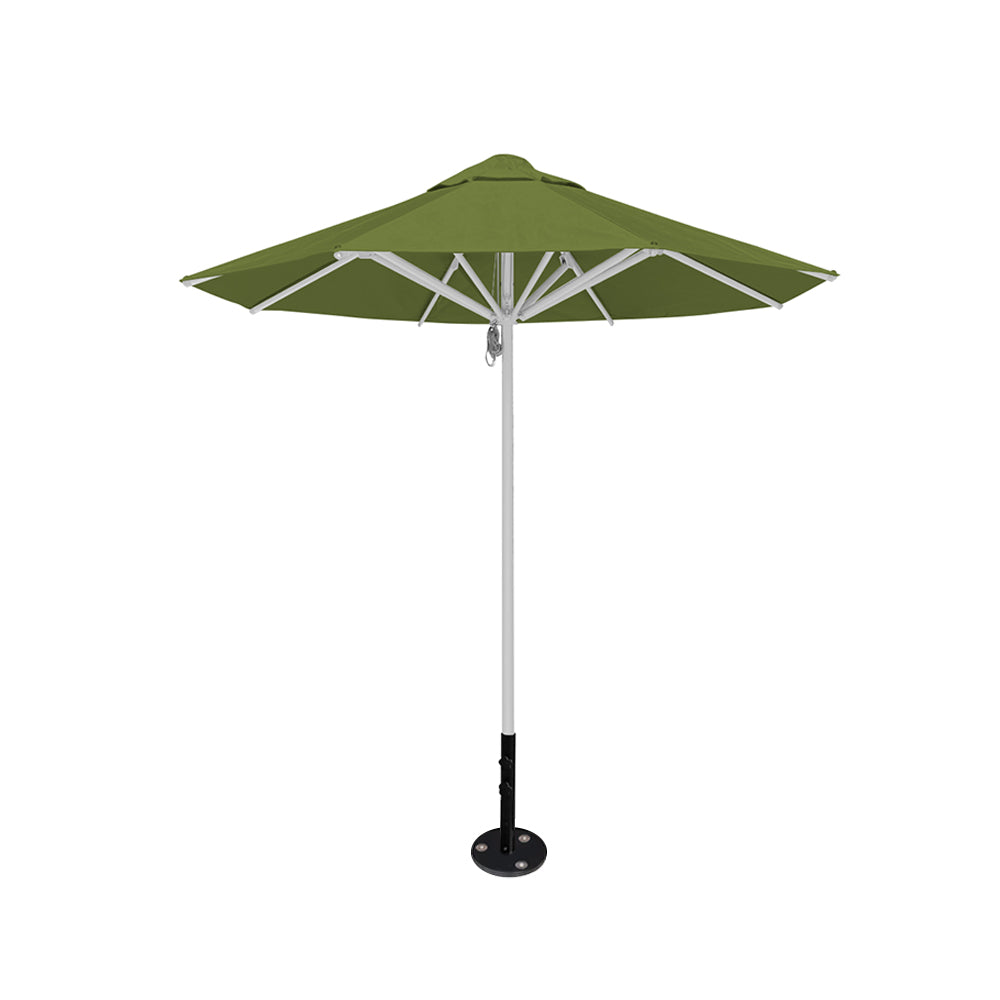 8' Saville octagonal outdoor umbrella from Extreme Canopy with pistachio canopy, durable silver frame, and inground base.