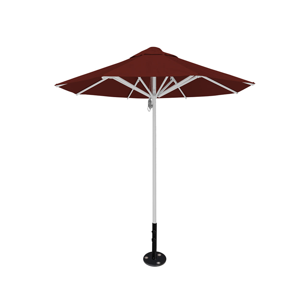 8' Saville octagonal outdoor umbrella from Extreme Canopy with terracotta canopy, durable silver frame, and inground base.