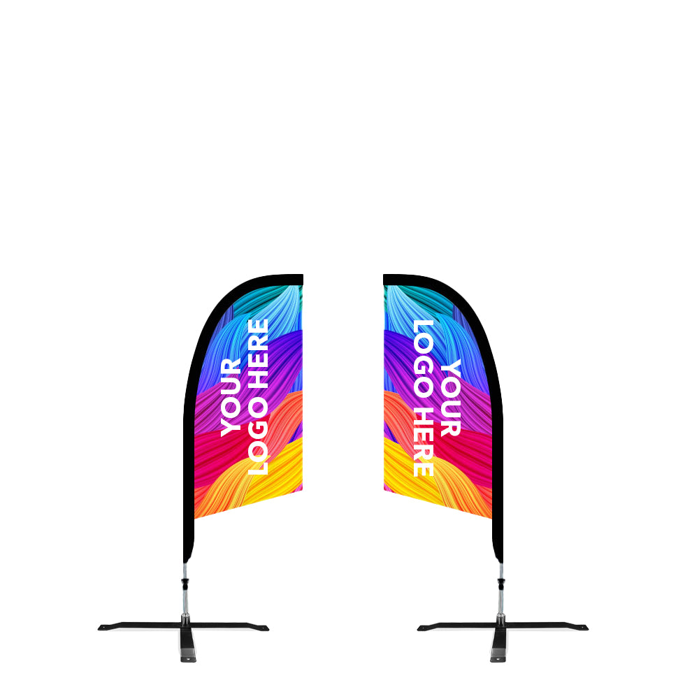 small size custom printed feather flag banners with DS Cross Base - Extreme Marquees