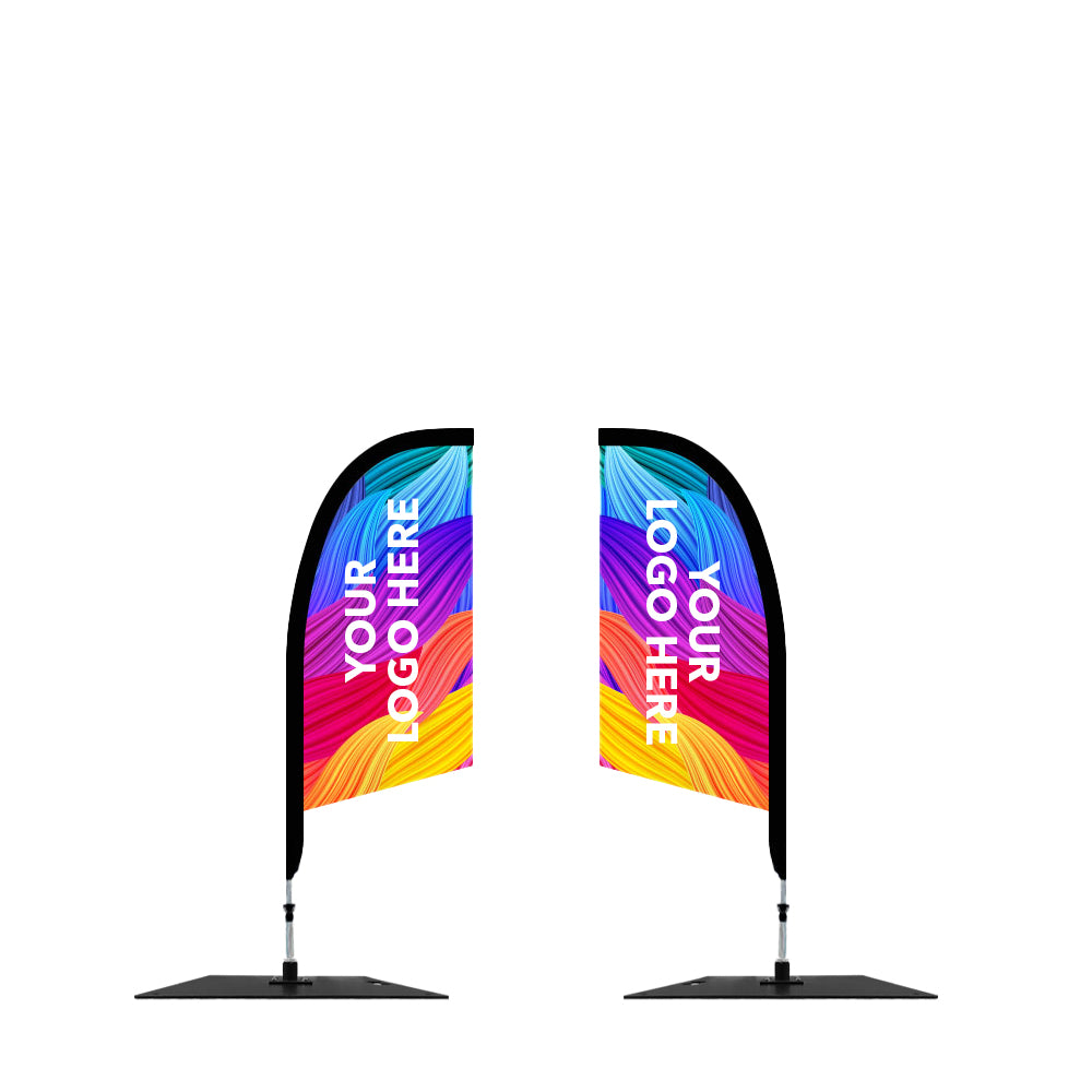 small size custom printed feather flag banners with DS Square Base - Extreme Marquees