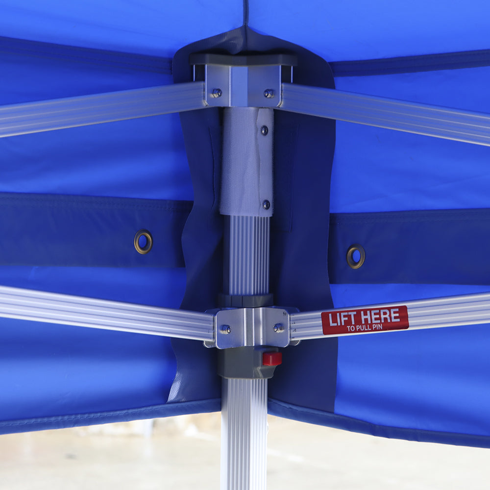 Extruded aluminum connectors ensure solid leg and truss bar connections.