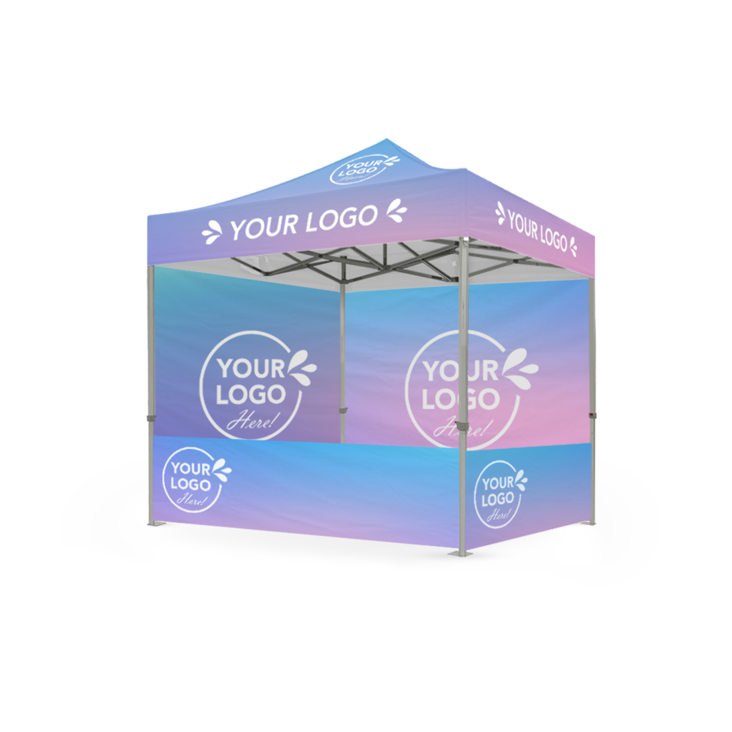 8' x 8' Custom Canopy Event Presence Package Includes Roof, Full Wall, Half Wall