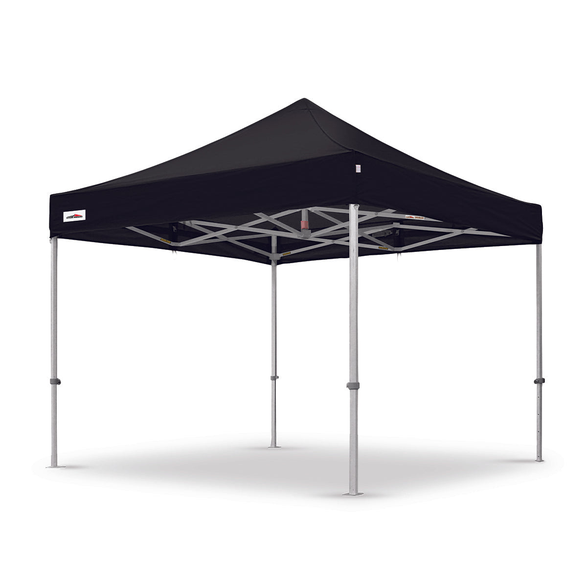 Black 10x10 ft X7 Tectonic canopy tent with 29-inch extended legs and a heavy-duty aluminum frame.