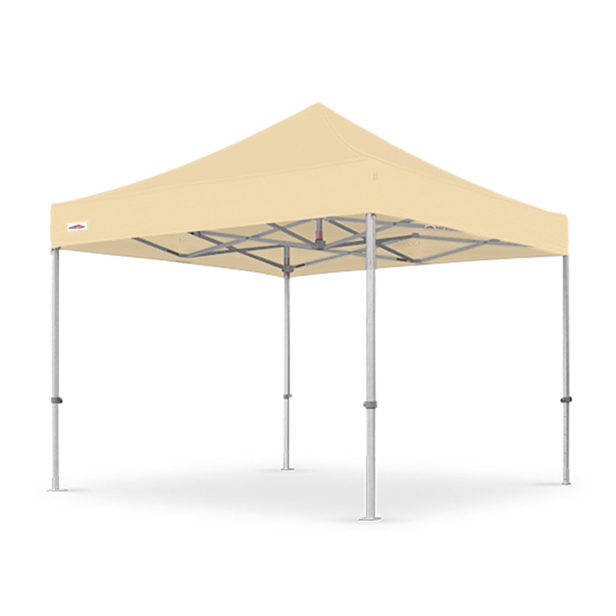 Cream 10x10 ft X7 Tectonic canopy supported by a tough aluminum frame and 29-inch height-extended legs.