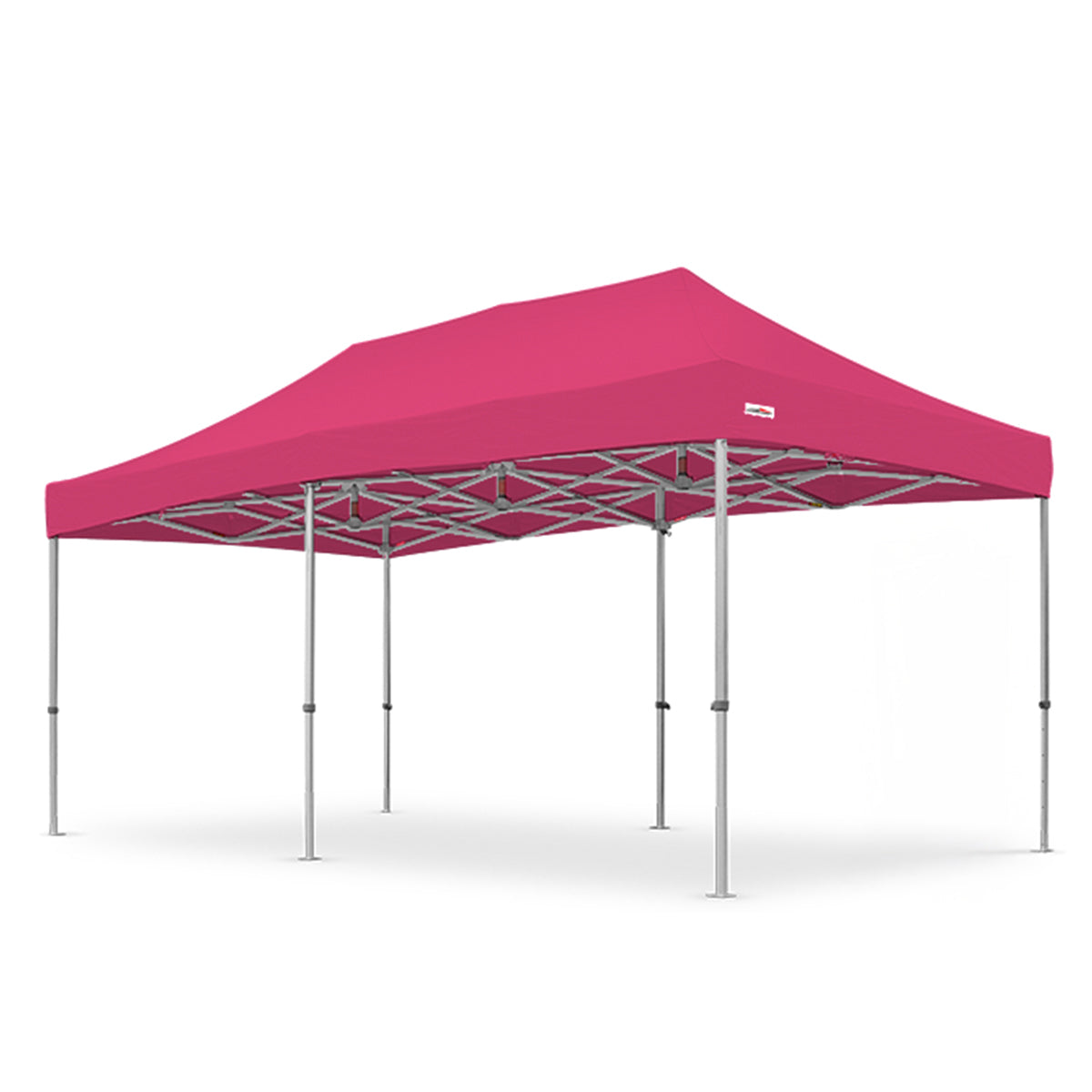 Pink 10x20ft X7 Tectonic pop-up canopy designed with a durable aluminum frame and tall 29-inch extended legs