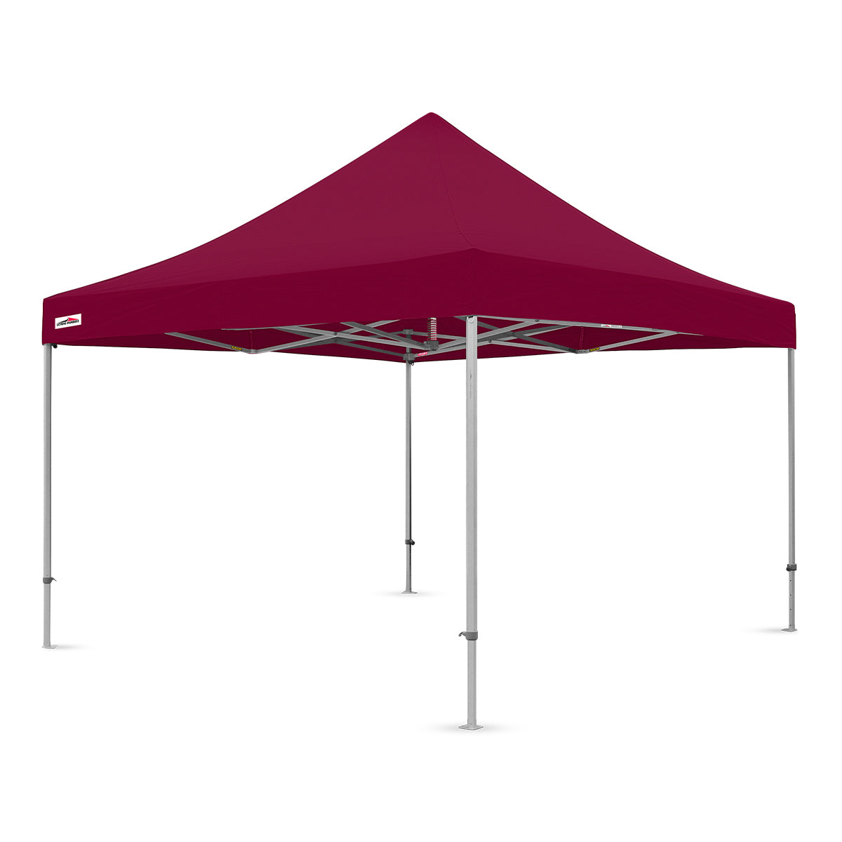 Maroon 13x13 ft X7 Tectonic pop-up canopy featuring a reinforced aluminum frame and 29-inch leg extensions.