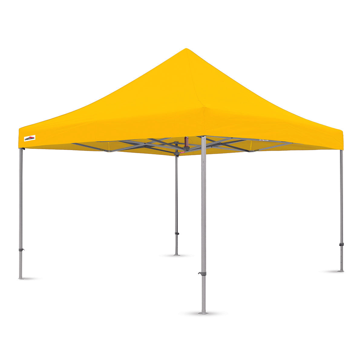 Yellow 13x13 ft X7 Tectonic pop-up tent featuring a strong aluminum frame and elevated 29-inch leg height.