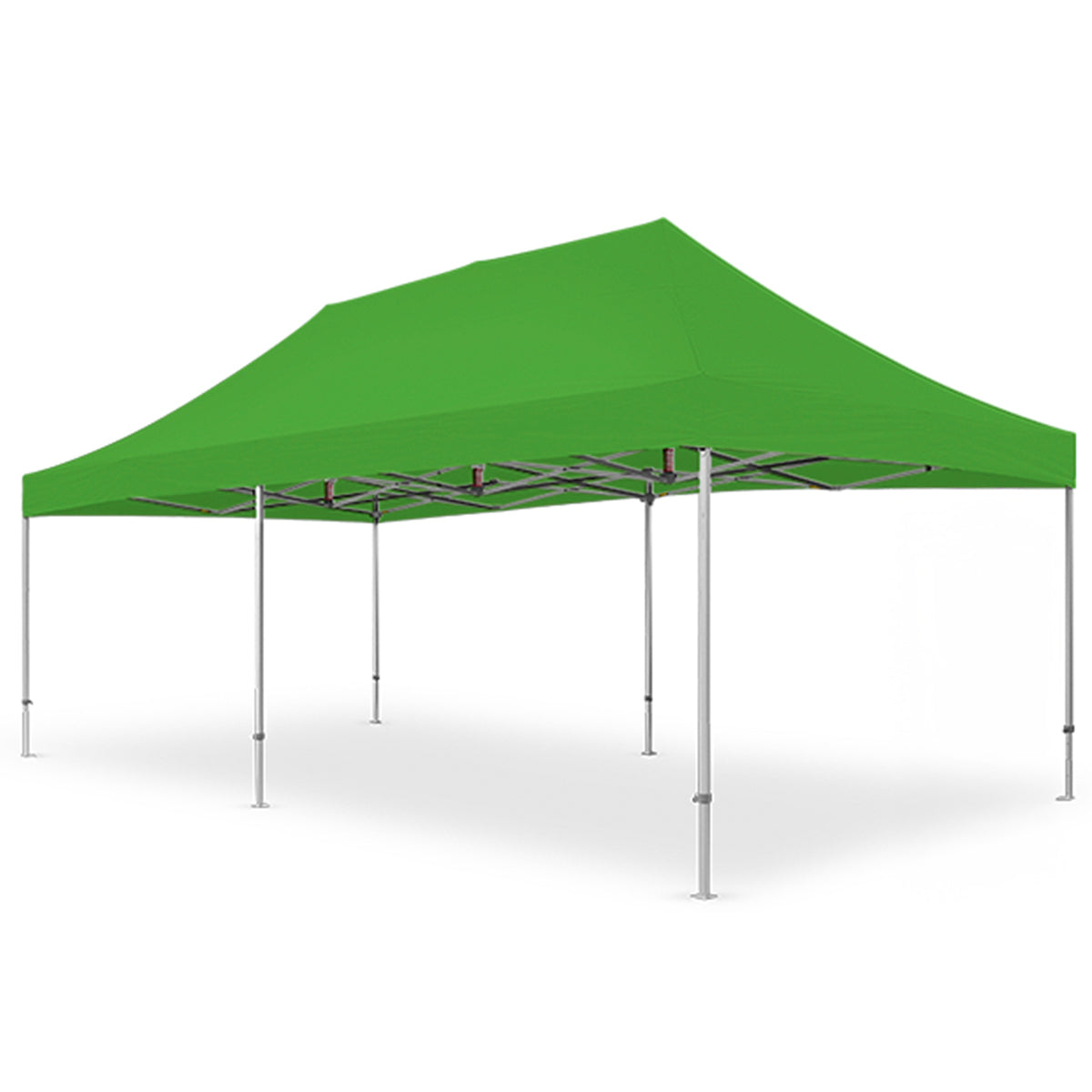 Apple green 13x26 ft X7 Tectonic canopy tent supported by a rugged aluminum frame and 29-inch extended legs.
