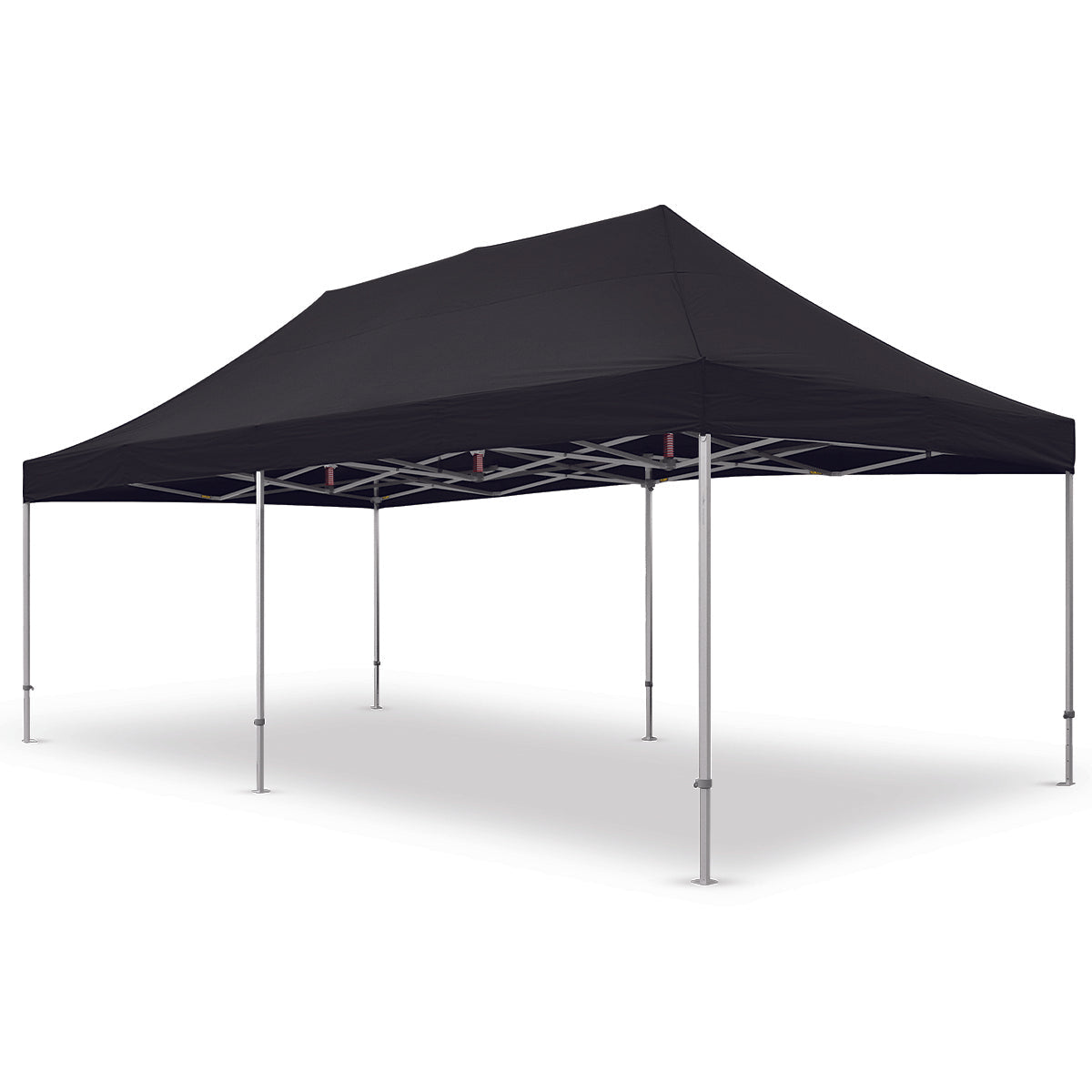 Black 13x26 ft X7 Tectonic pop-up canopy with reinforced aluminum framing and tall 29-inch extended legs.