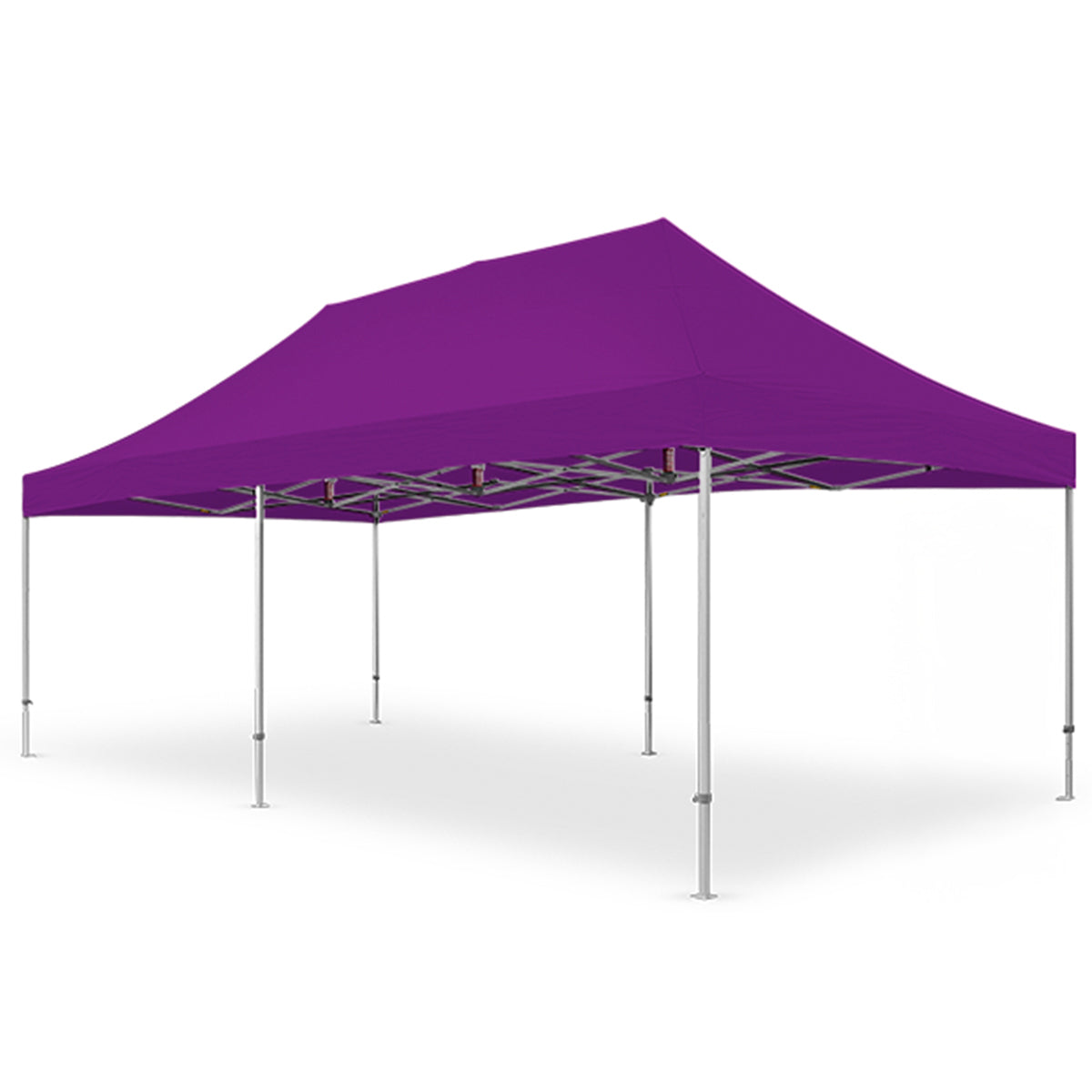 Purple 13x26 ft X7 Tectonic canopy tent engineered with a strong aluminum frame and extra-tall 29-inch legs.