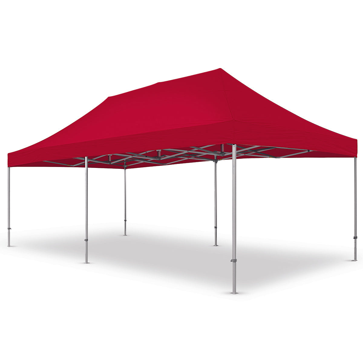Red 13x26 ft X7 Tectonic canopy tent built with a heavy-duty aluminum structure and 29-inch extended legs.