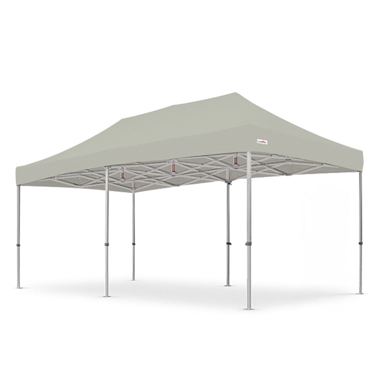 Gray 10x20ft X7 Tectonic canopy tent featuring a strong aluminum frame and elevated 29-inch leg extensions