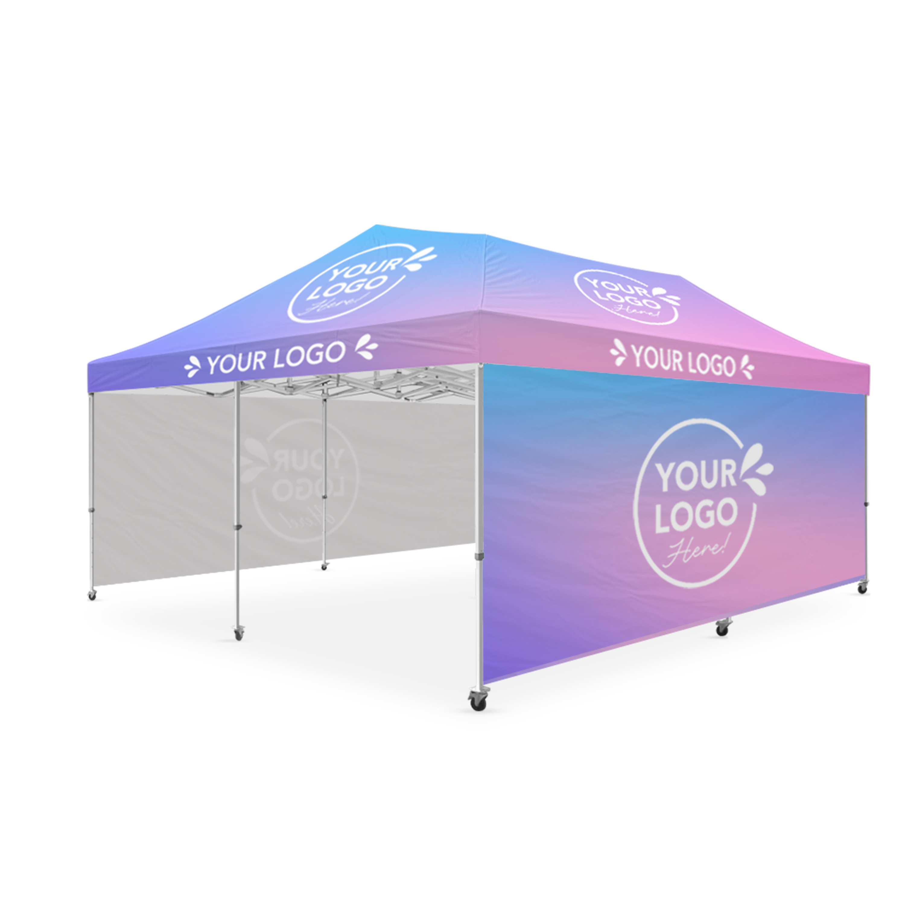 pop up tent personalized 20x20 Custom Canopy Showcase Wall Package