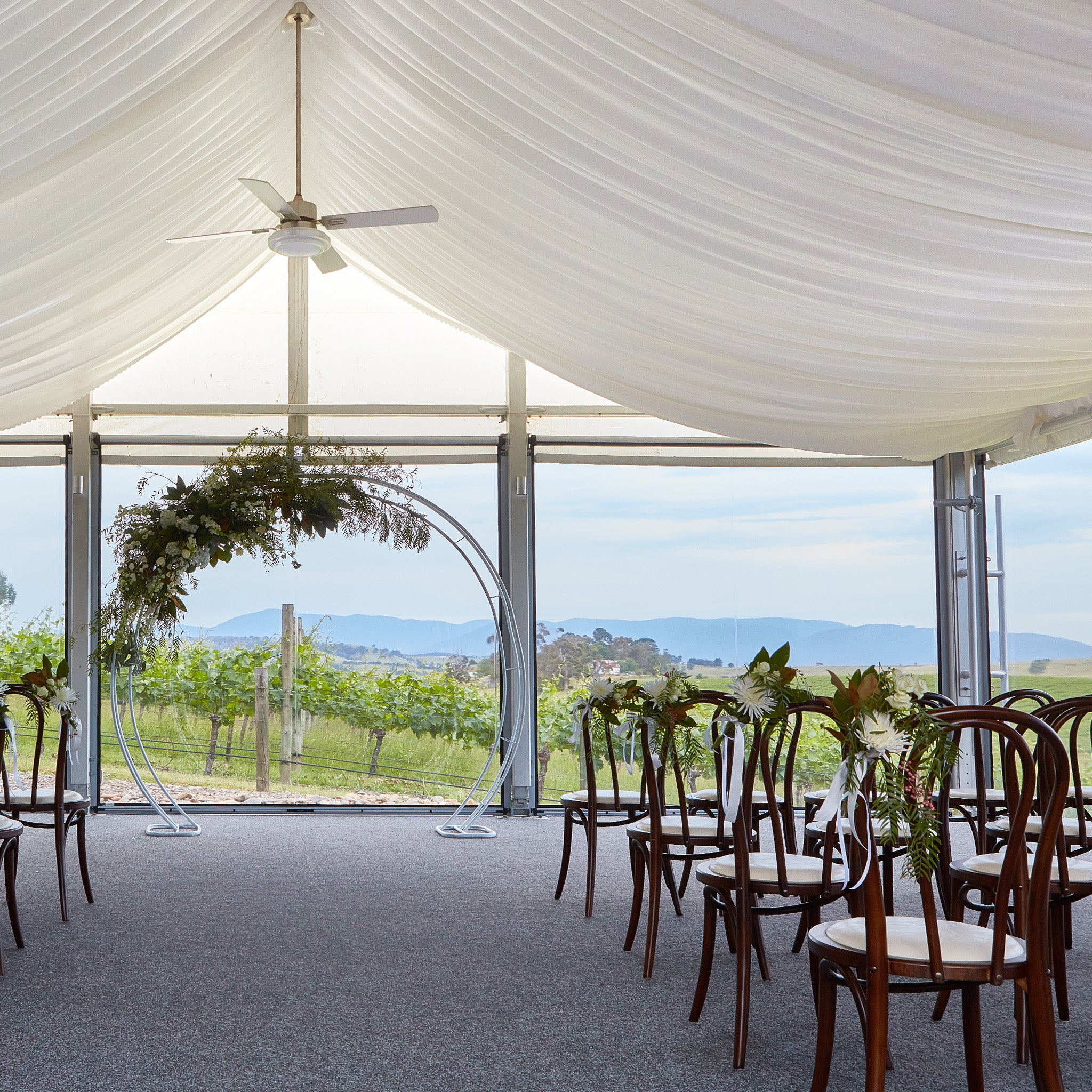 FS Crest Clear Span Tent Set up at Yarra Valley Luxury Resort