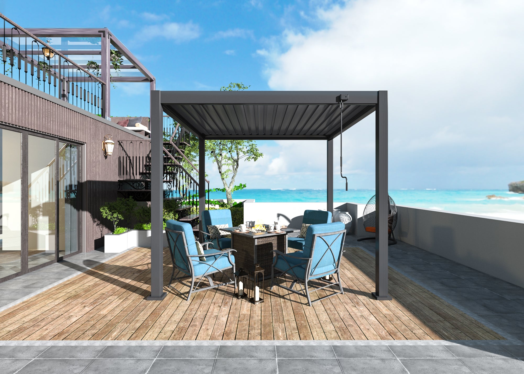 E2000 Manual Pergola Grey