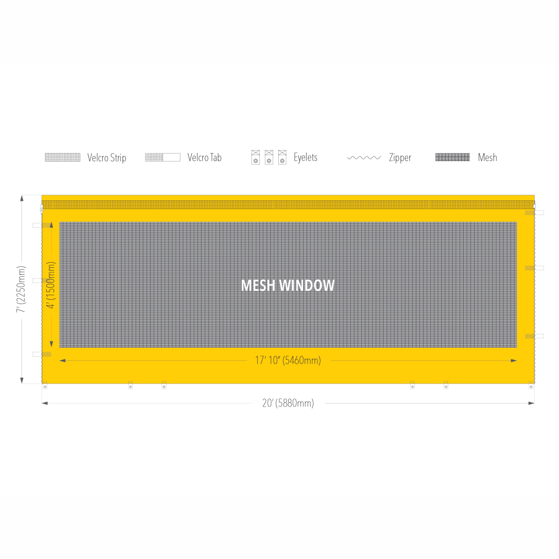 20' Tec Canopy Mesh Window Wall | Canopy Accessory