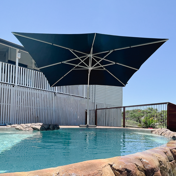 heavy duty patio umbrella for sale PHI VILLA 15ft Large with Base & Solar Lights,Rectangle,Navy The canopy of the outdoor umbrella is made of 100% polyester fabric to diffuse sunlight Heavy-Duty Patio Umbrella: Features and