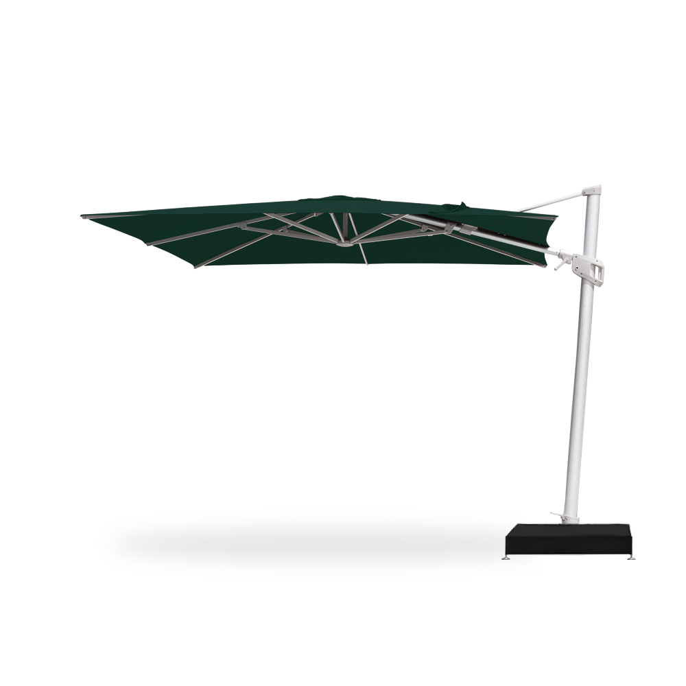 10×10 Cantilever 100 Series Umbrella in Green - Base Plate with Water Weights