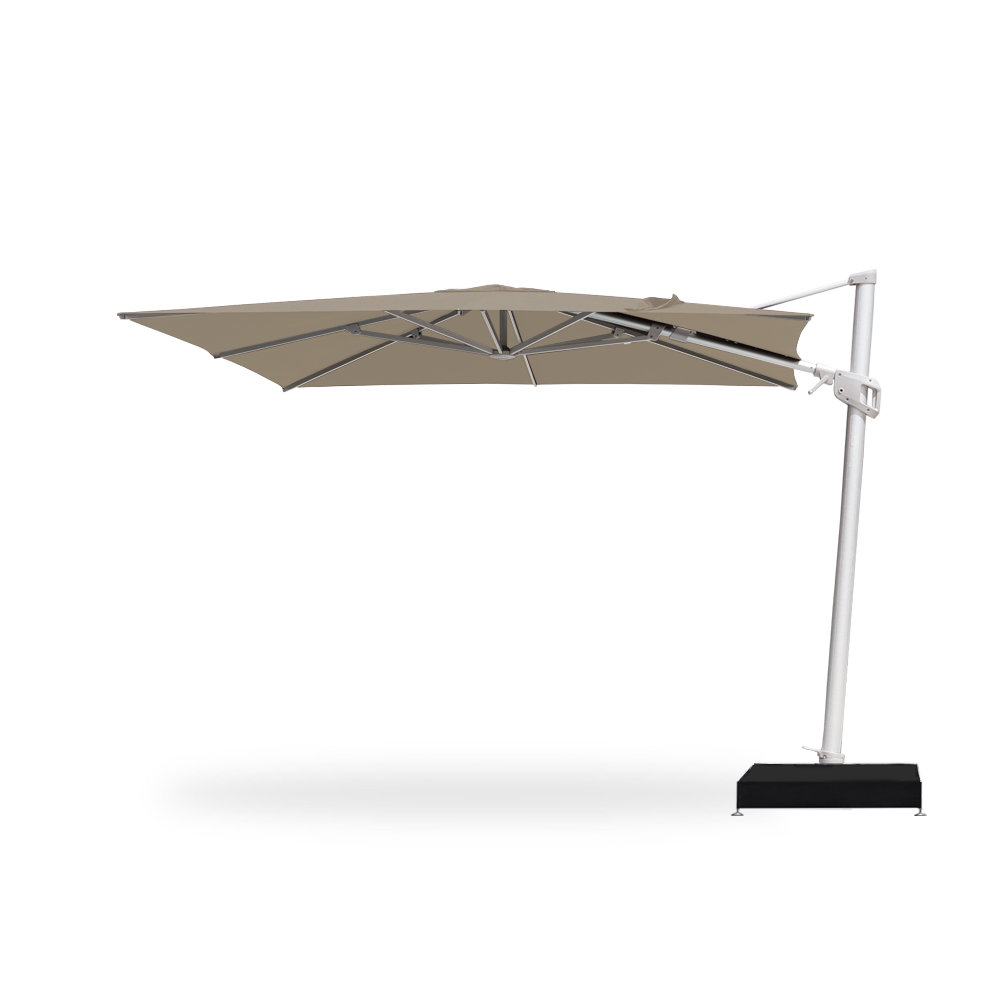10×10 Cantilever 100 Series Umbrella in Khaki - Base Plate with Water Weights