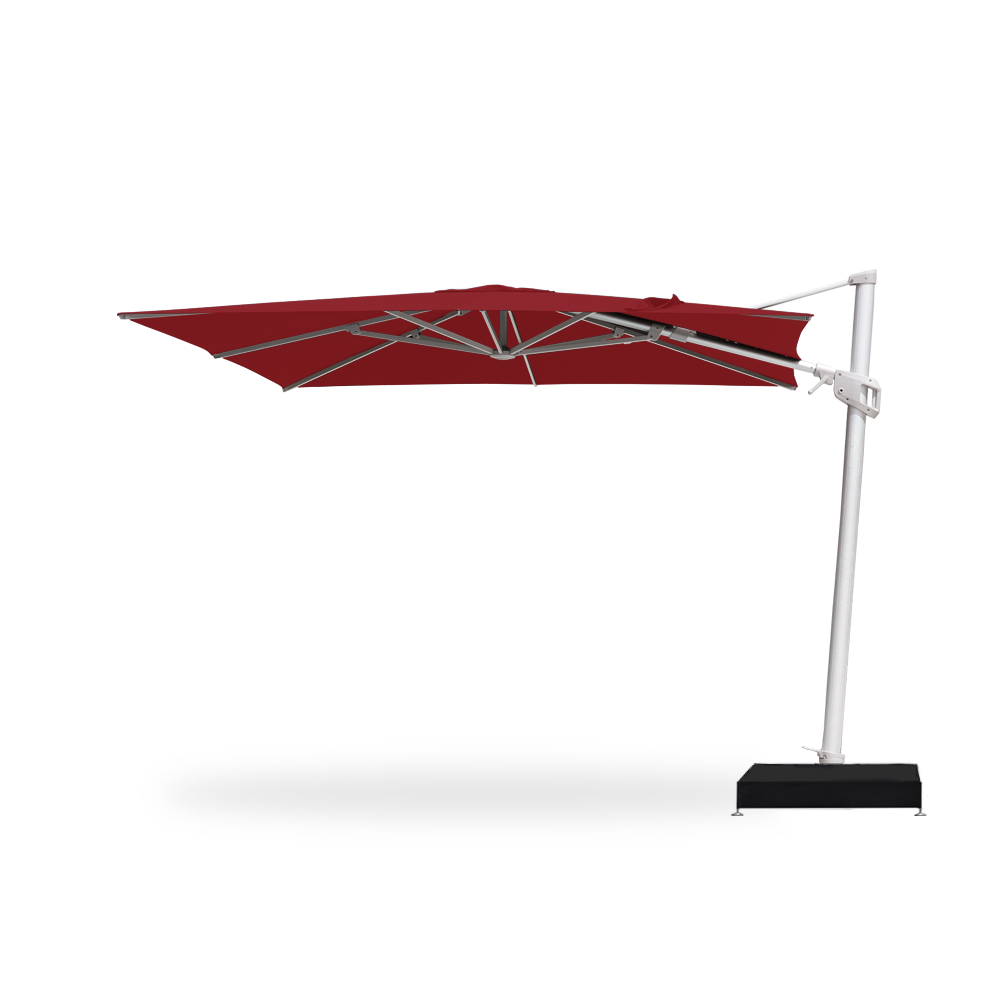 10×10 Cantilever 100 Series Umbrella in Red - Base Plate with Water Weights