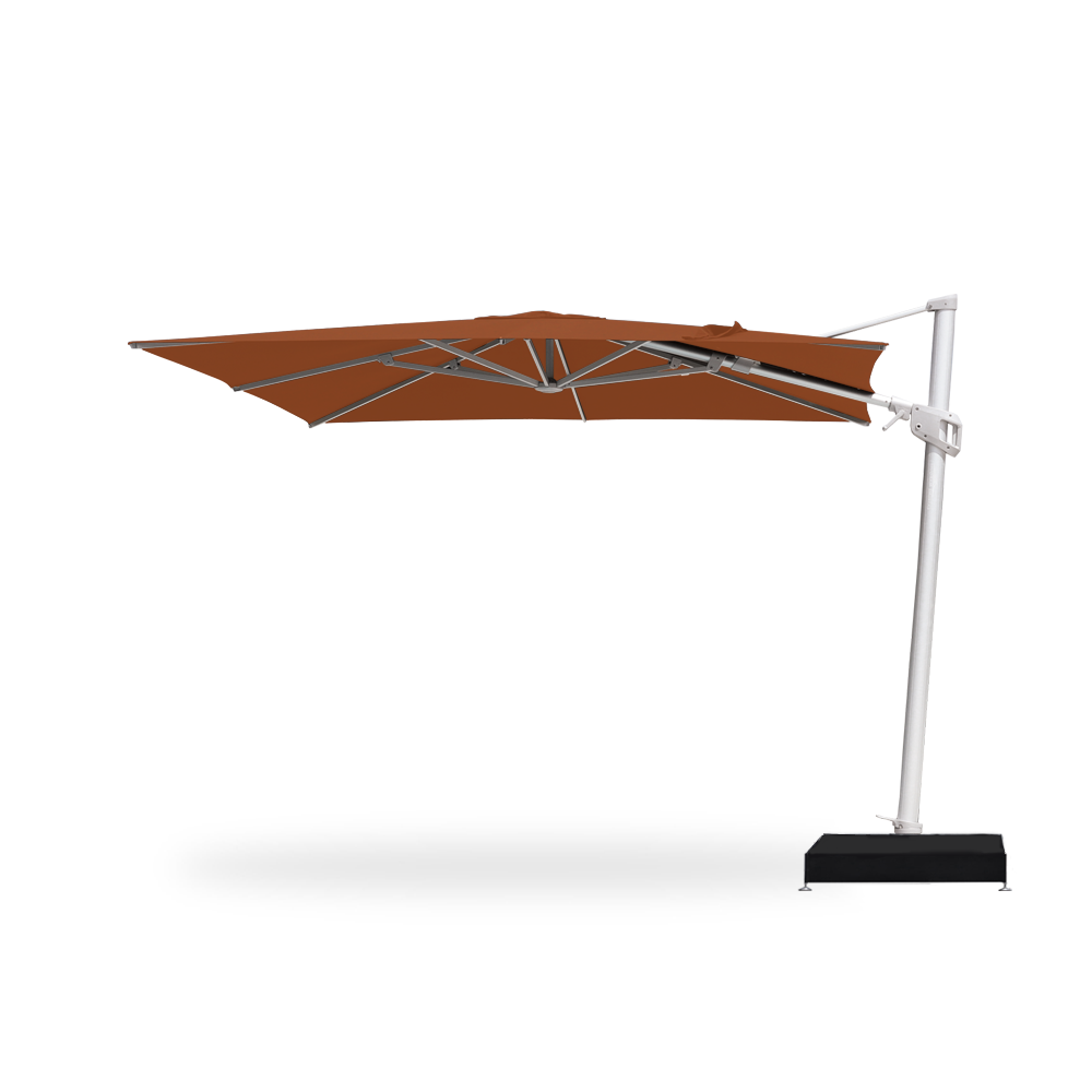 10×10 Cantilever 100 Series Umbrella in Rust - Base Plate with Water Weights