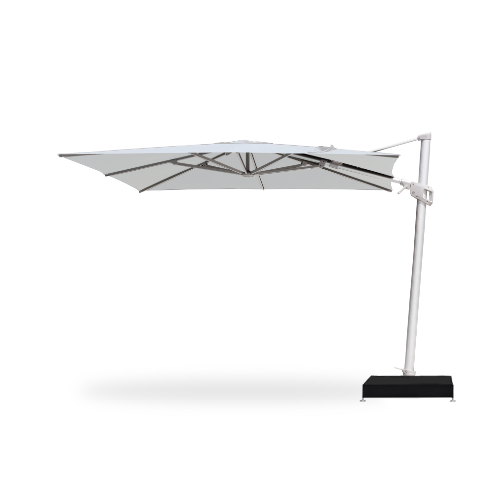 10×10 Cantilever 100 Series Umbrella in White - Base Plate with Water Weights