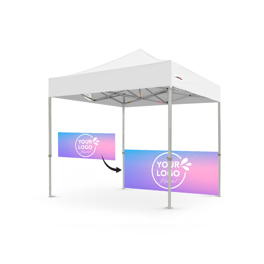 event tent mockup 8' Printed Canopy Half Wall | Canopy Accessory