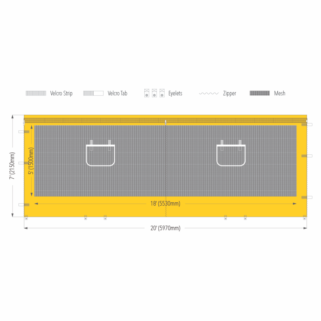 20' Canopy Service Window Wall | Canopy Accessory