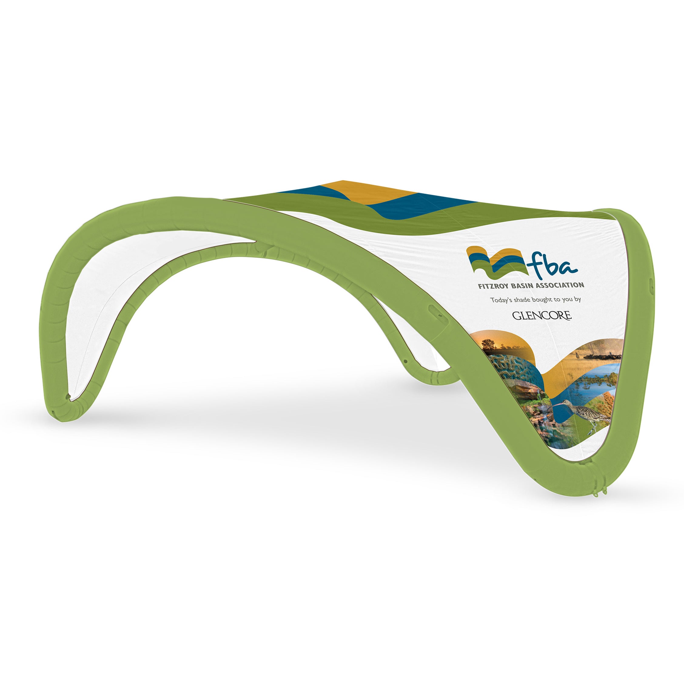 22' Omega inflatable custom canopy with green frame and printed cover by Extreme Canopy 