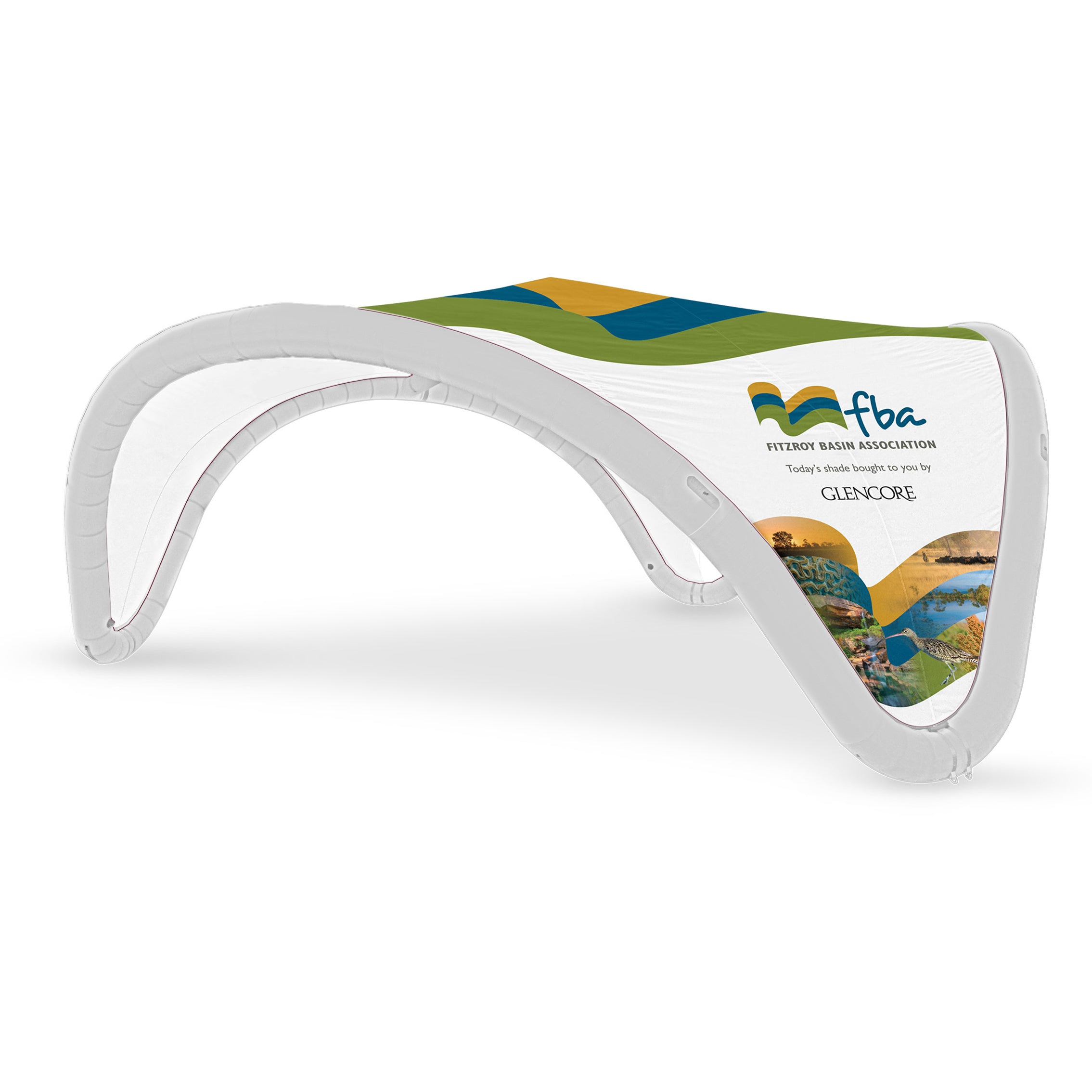 22' Omega inflatable custom canopy with white frame and printed cover by Extreme Canopy 