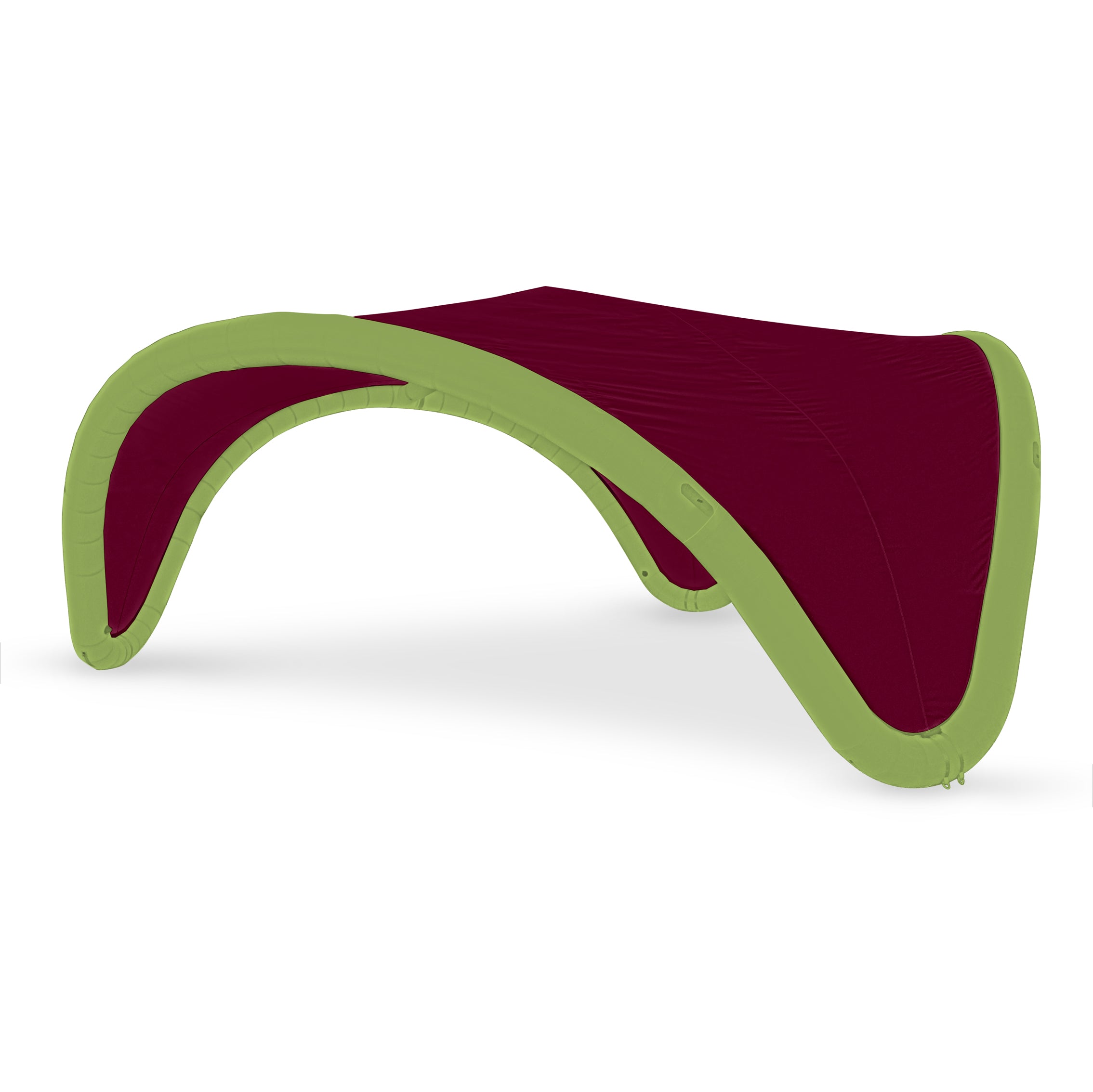 22' Omega inflatable canopy with green frame and maroon fabric cover by Extreme Canopy