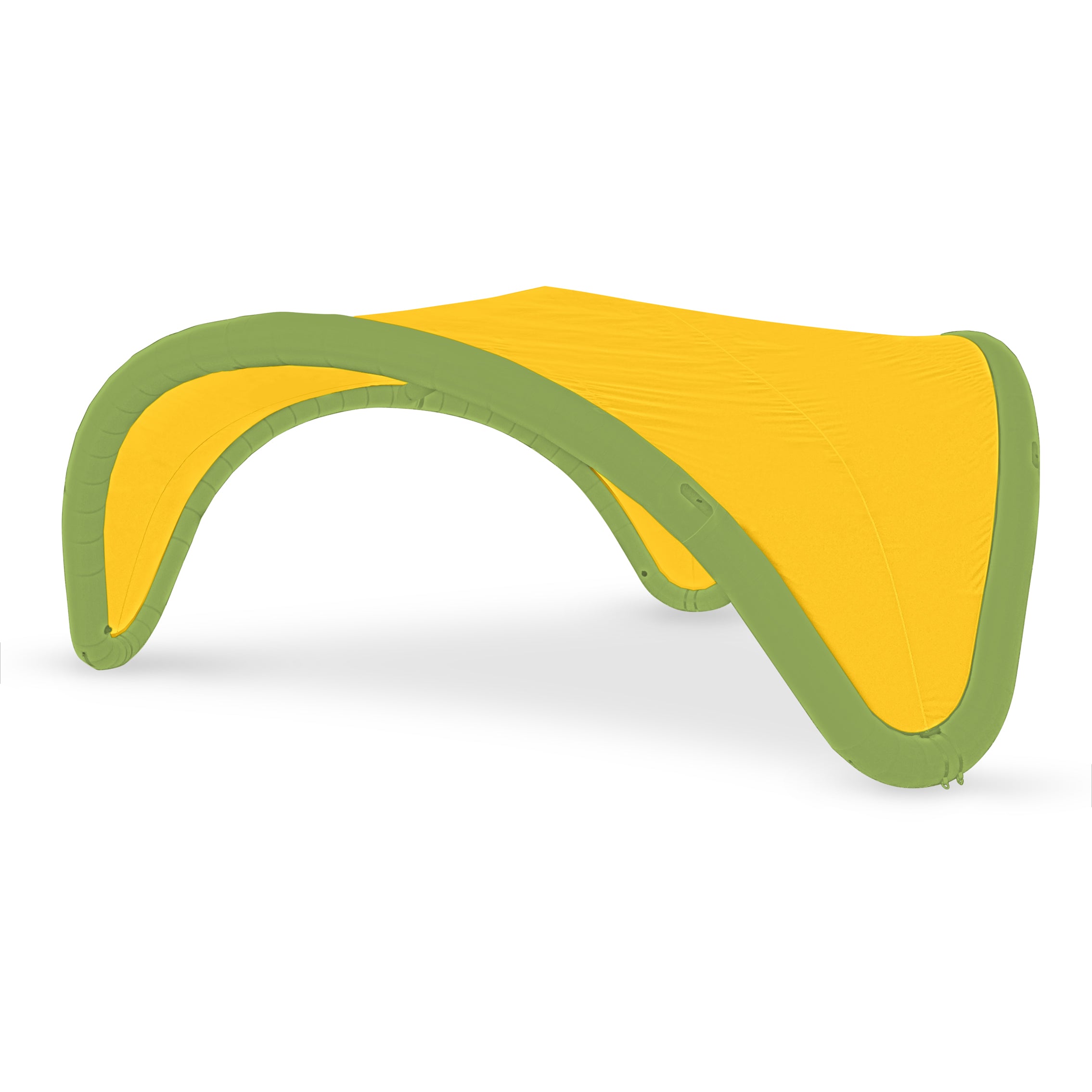 22' Omega inflatable canopy with green frame and yellow fabric cover by Extreme Canopy