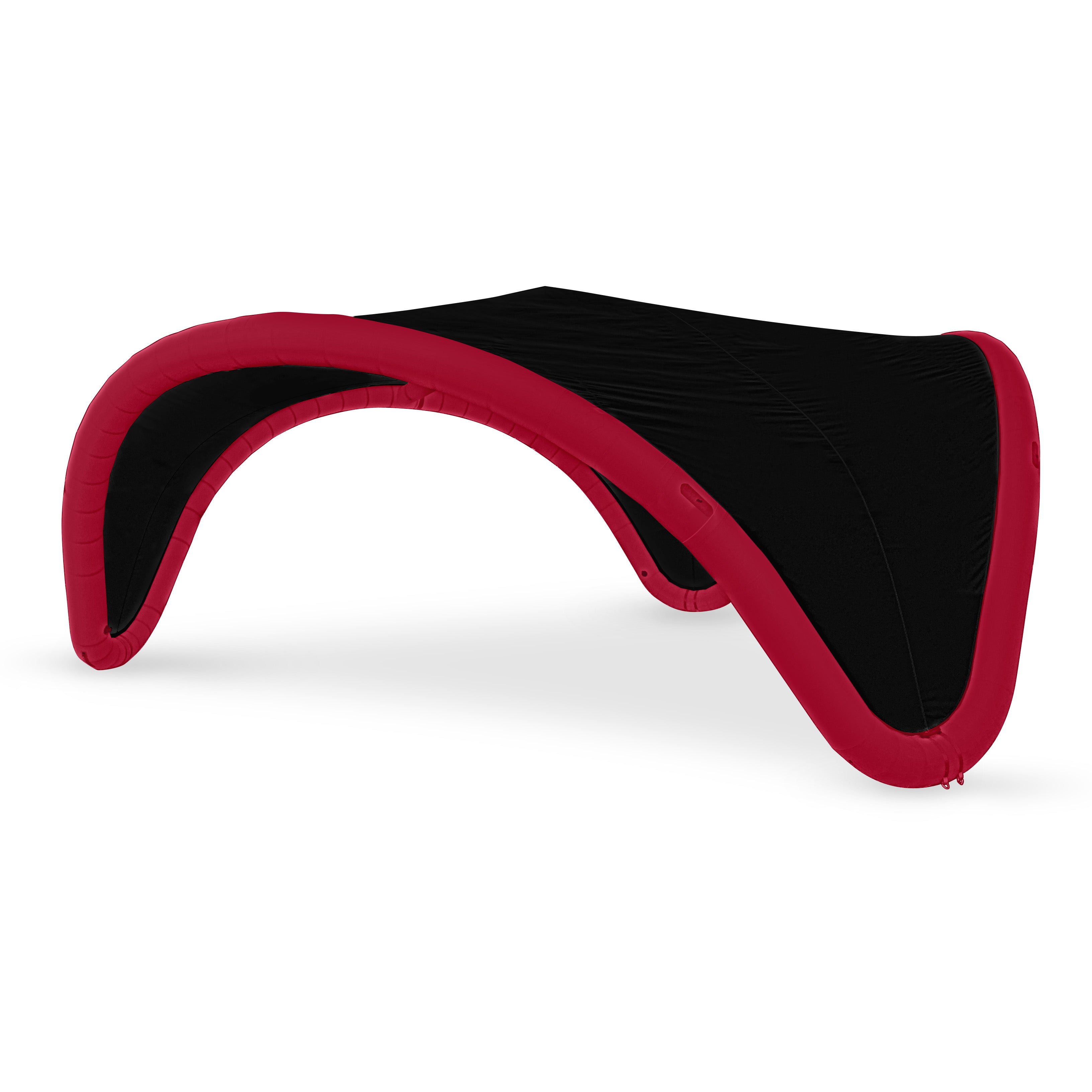 22' Omega inflatable canopy with red frame and black fabric cover by Extreme Canopy