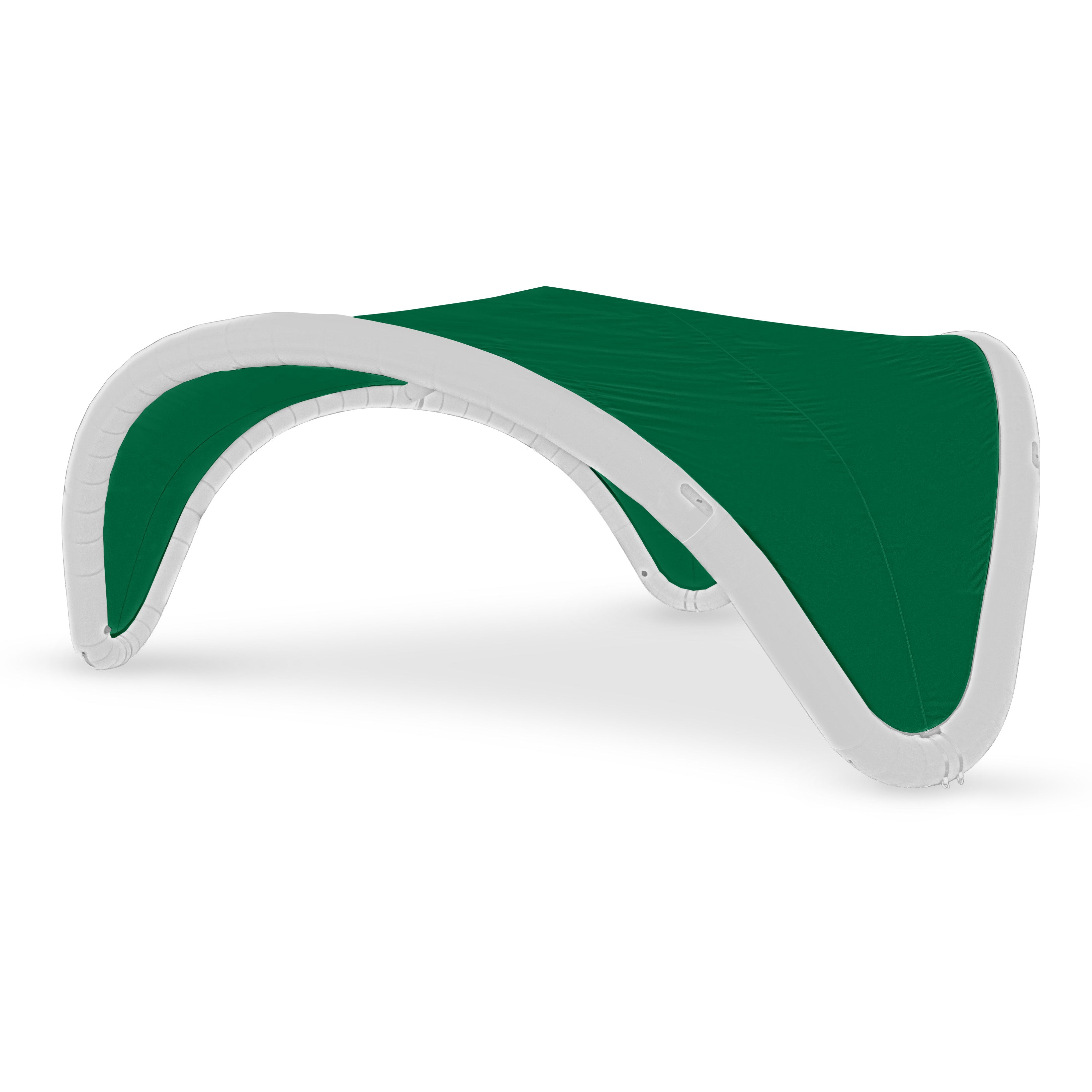 22' Omega inflatable canopy with white curved frame and green fabric cover by Extreme Canopy