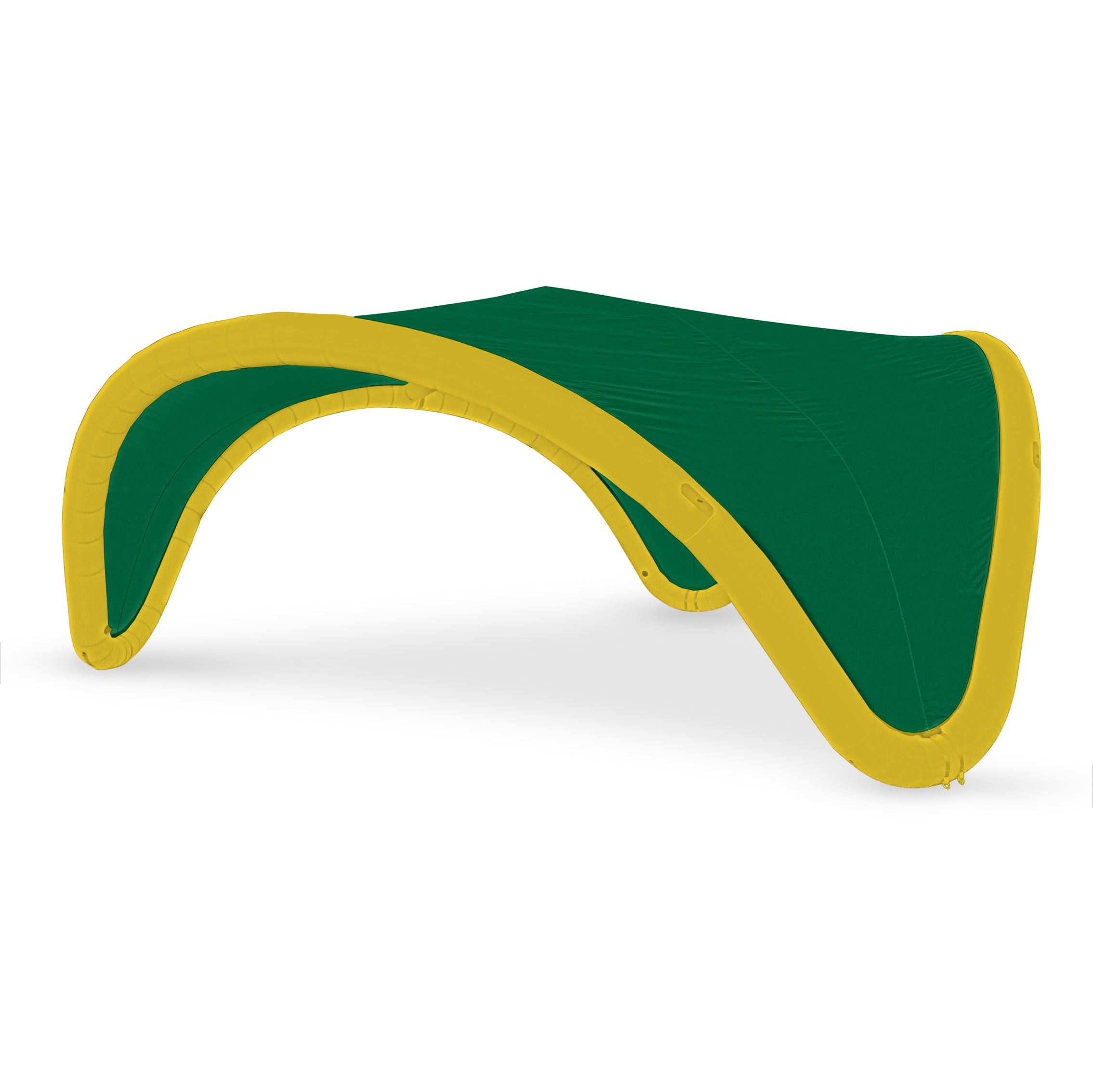 22' Omega inflatable canopy with yellow frame and green fabric cover by Extreme Canopy
