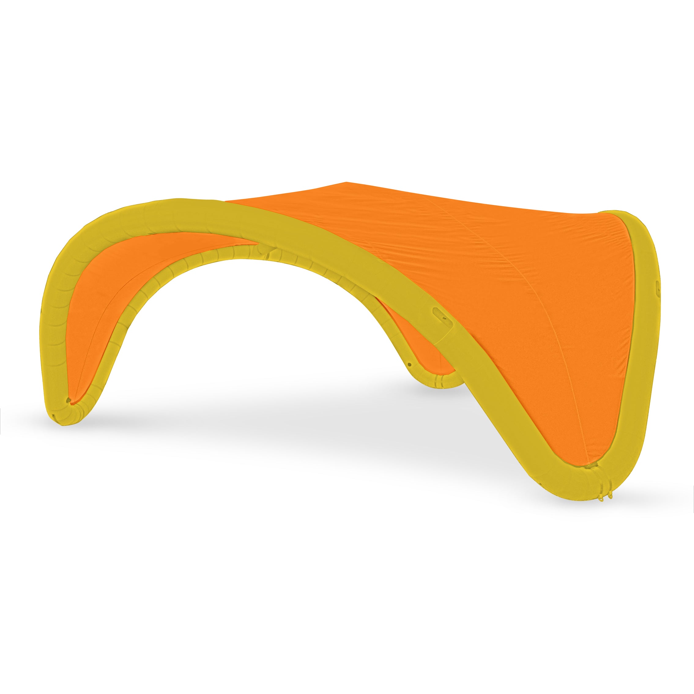 22' Omega inflatable canopy with yellow frame and orange fabric cover by Extreme Canopy