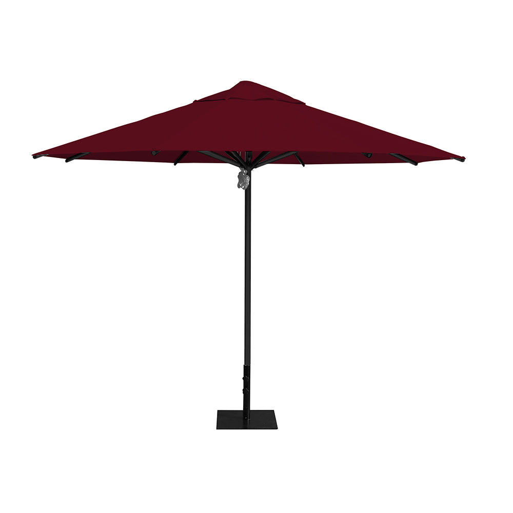 11' Saville octagonal umbrella by Extreme Canopy with burgundy canopy, black frame, and 26lb steel base